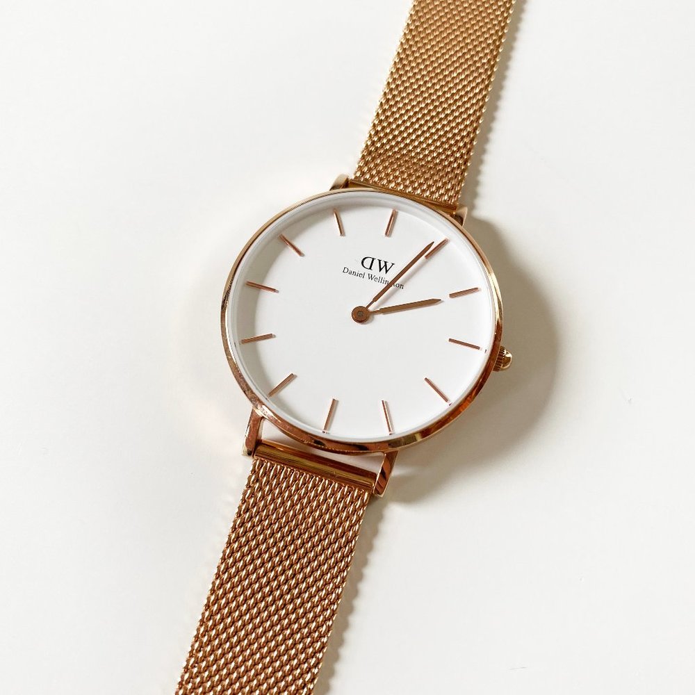 Daniel Wellington Petite Melrose Watch, Rose Gold Mesh Bracelet 28mm